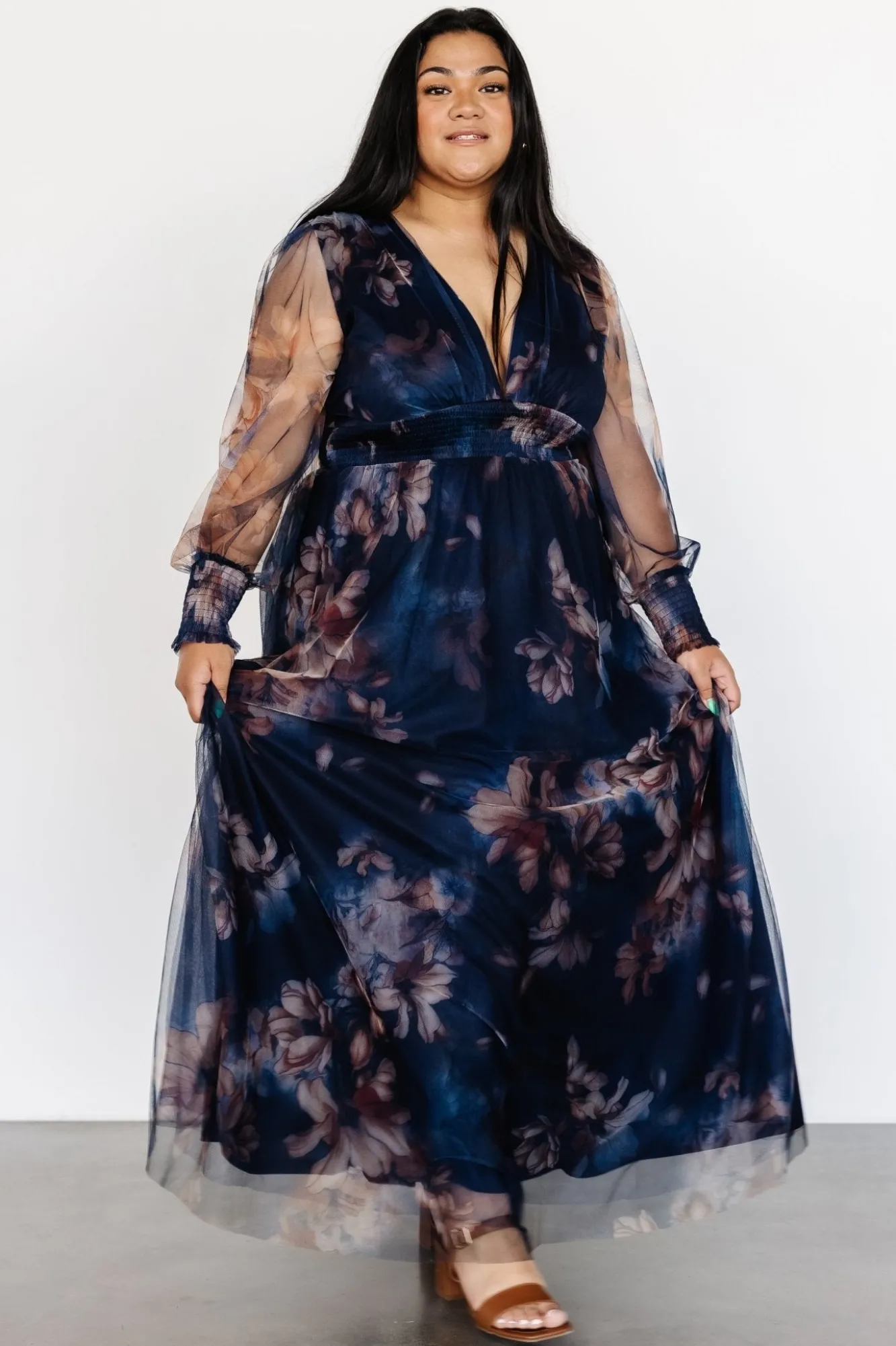 Baltic Born Layla Tulle Maxi Dress | Dark Blue Floral
