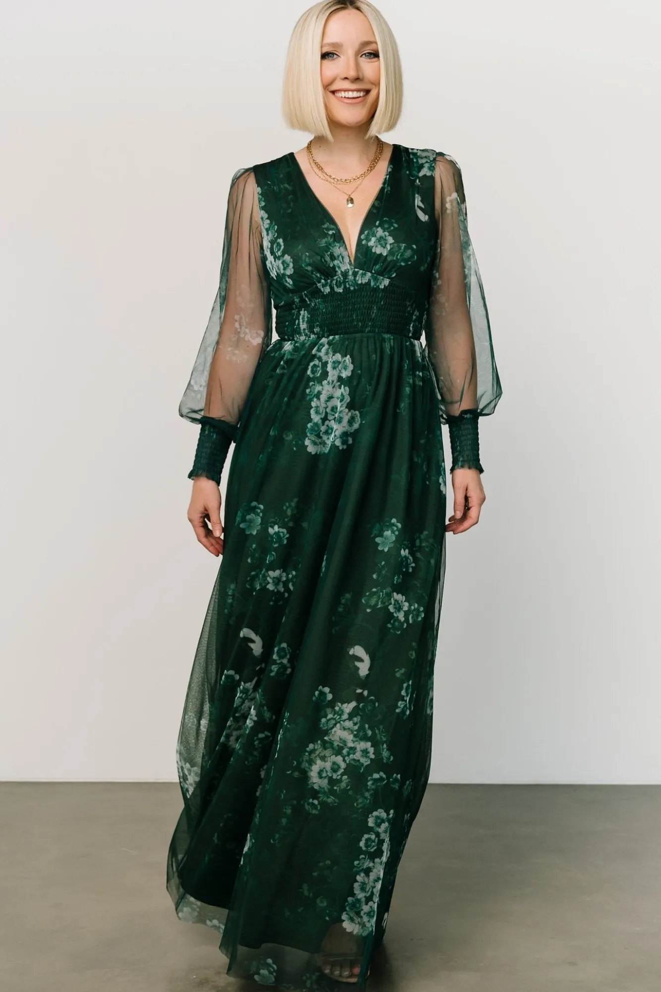 Baltic Born Layla Tulle Maxi Dress | Dark Green Multi