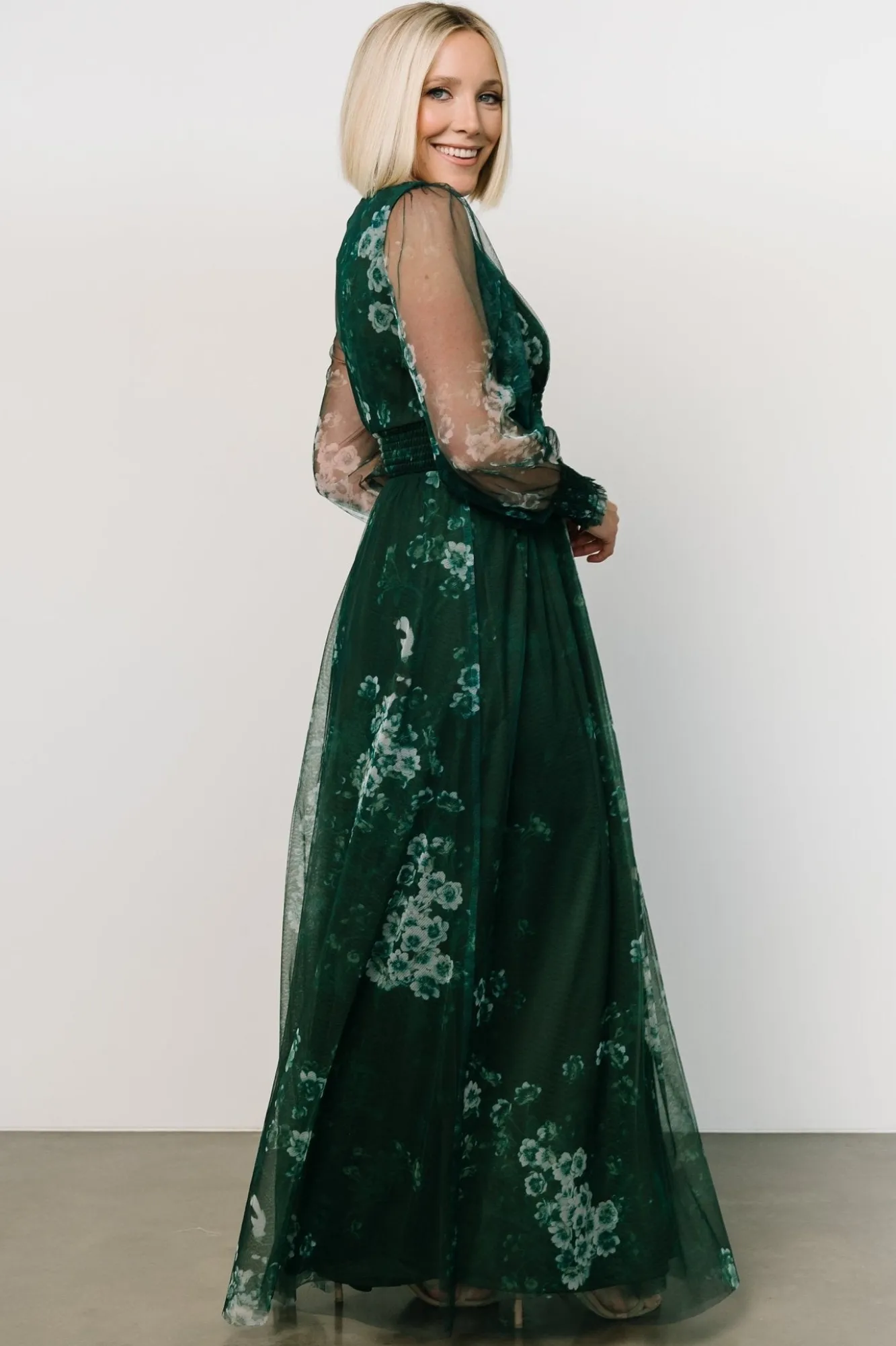 Baltic Born Layla Tulle Maxi Dress | Dark Green Multi