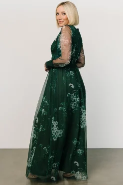 Baltic Born Layla Tulle Maxi Dress | Dark Green Multi