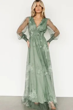Baltic Born Layla Tulle Maxi Dress | Dusty Green Floral