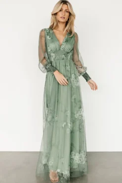 Baltic Born Layla Tulle Maxi Dress | Dusty Green Floral