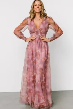 Baltic Born Layla Tulle Maxi Dress | Dusty Orchid Floral