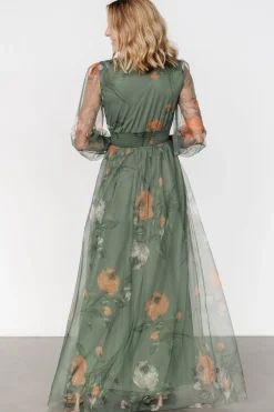 Baltic Born Layla Tulle Maxi Dress | Dusty Olive Floral
