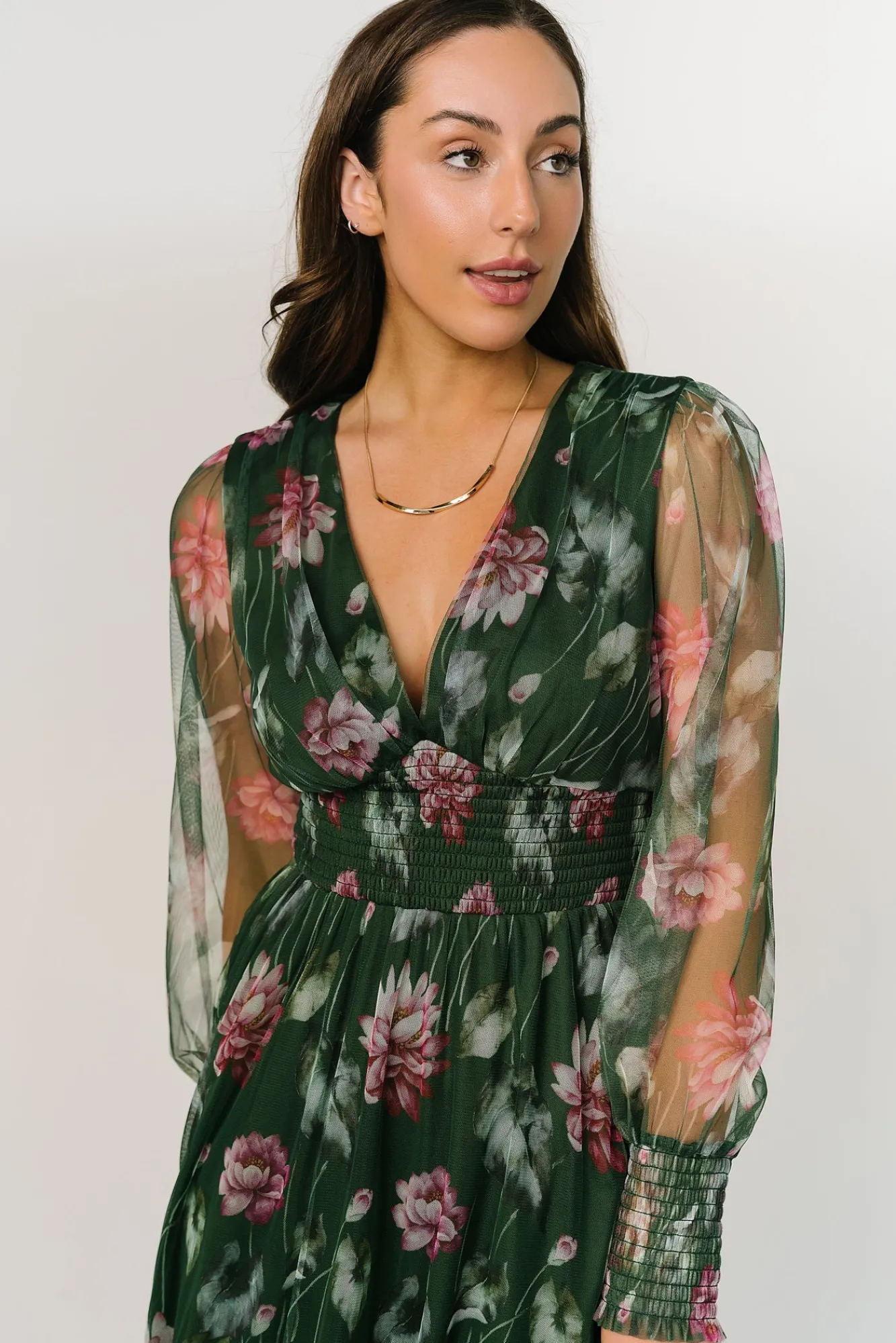 Baltic Born Layla Tulle Maxi Dress | Green + Pink Floral