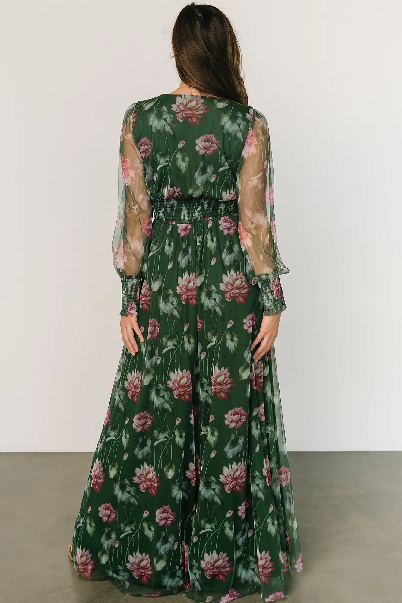 Baltic Born Layla Tulle Maxi Dress | Green + Pink Floral