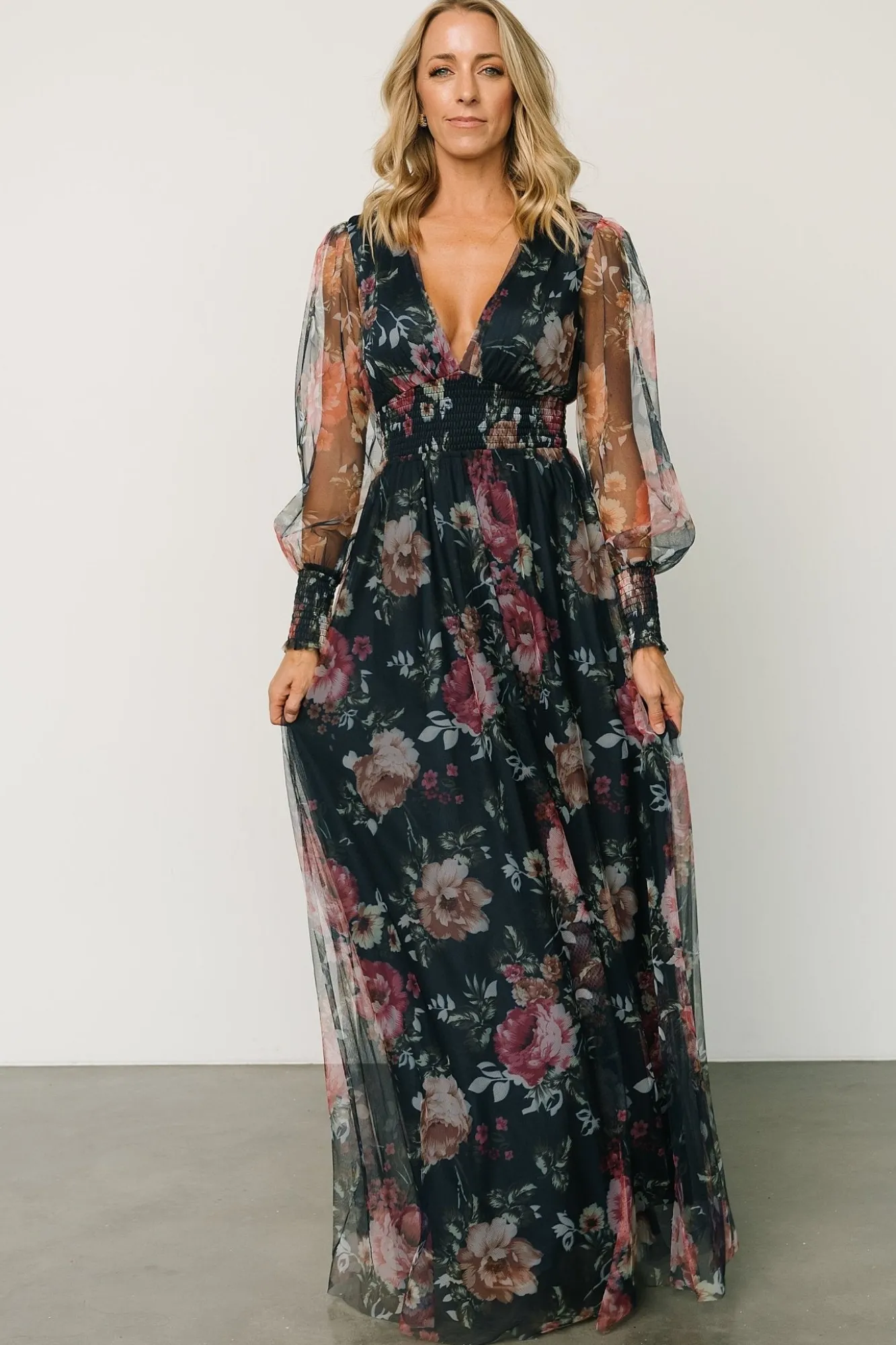 Baltic Born Layla Tulle Maxi Dress | Garden Navy Floral