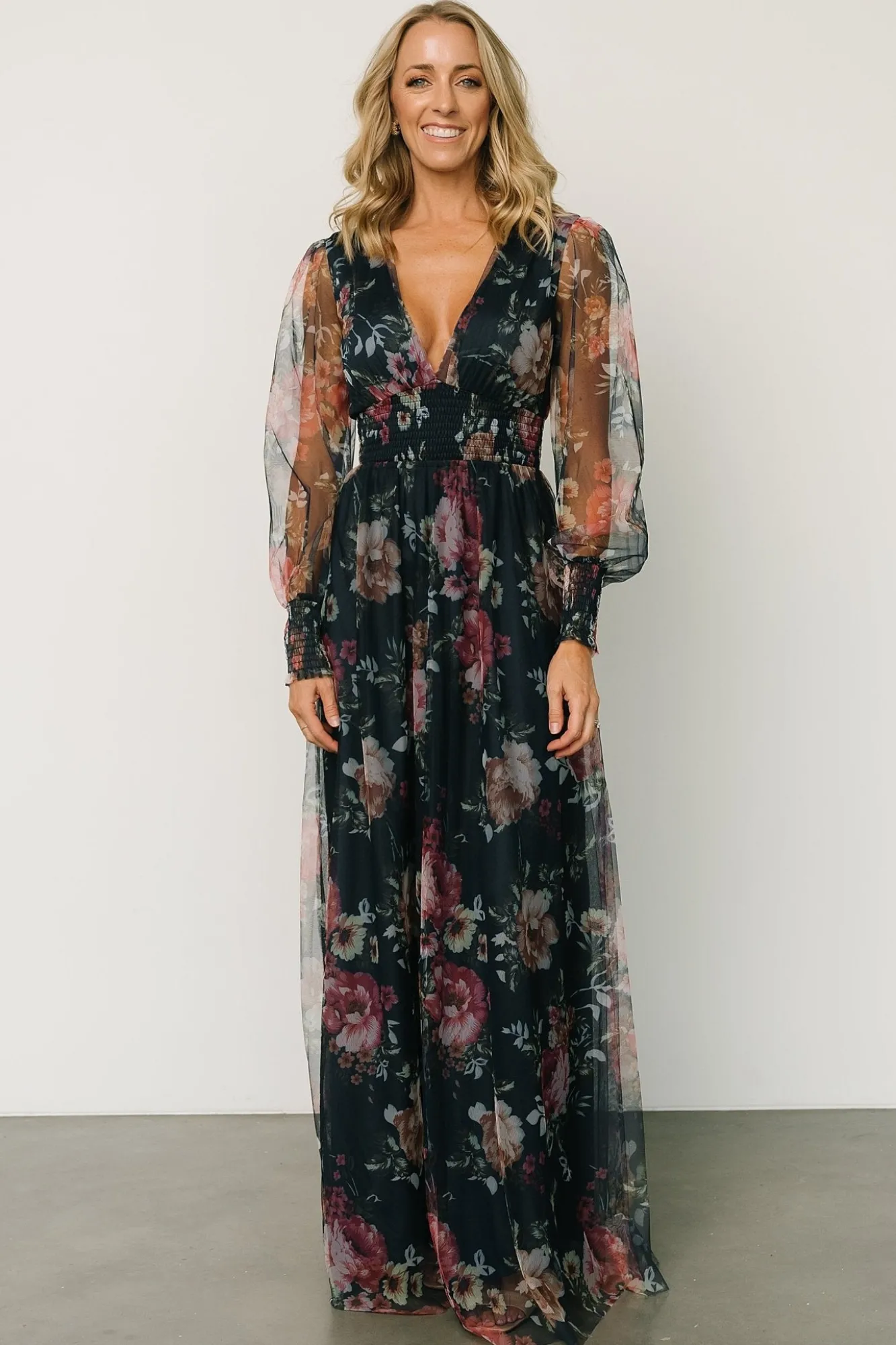 Baltic Born Layla Tulle Maxi Dress | Garden Navy Floral