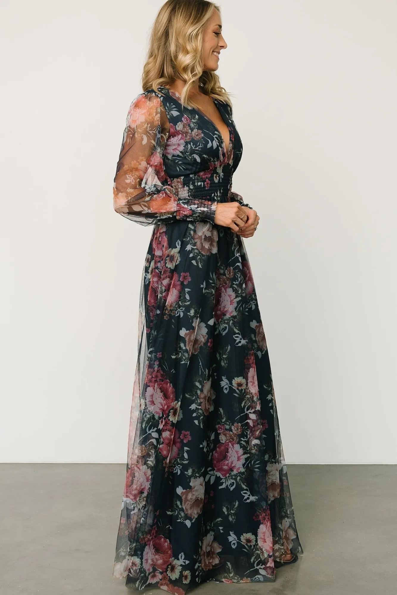 Baltic Born Layla Tulle Maxi Dress | Garden Navy Floral