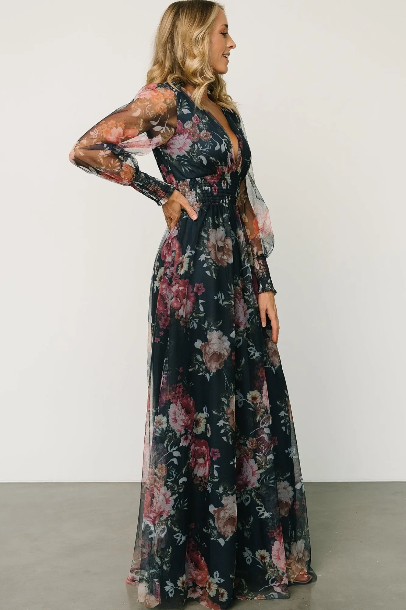 Baltic Born Layla Tulle Maxi Dress | Garden Navy Floral