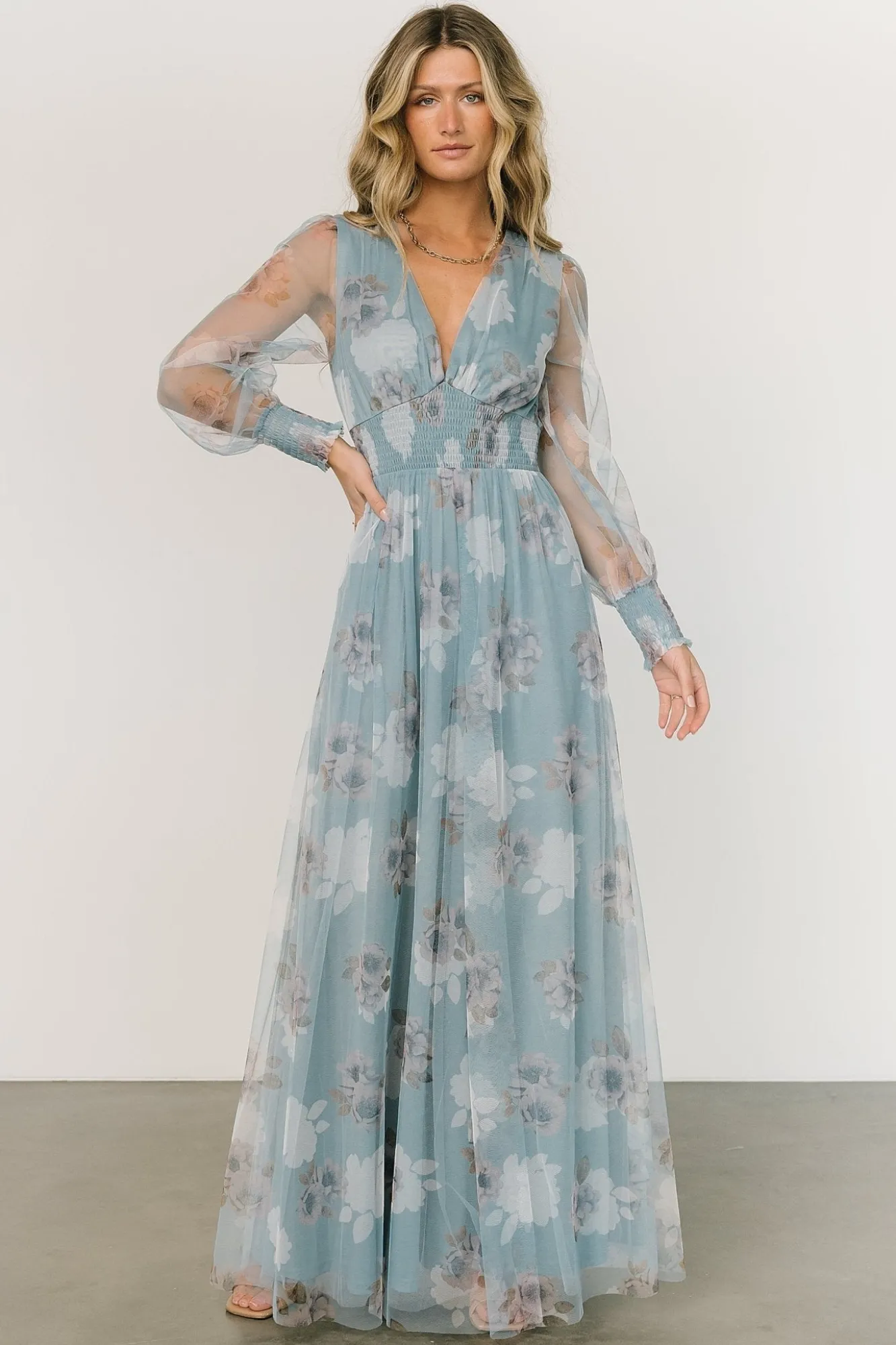 Baltic Born Layla Tulle Maxi Dress | Light Blue Floral