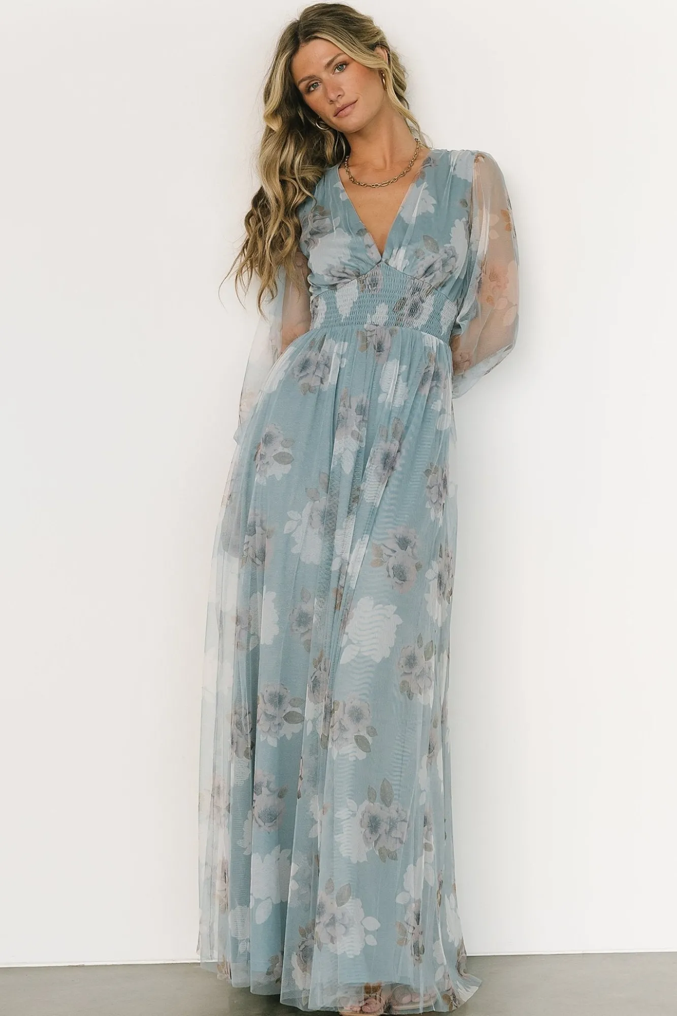 Baltic Born Layla Tulle Maxi Dress | Light Blue Floral