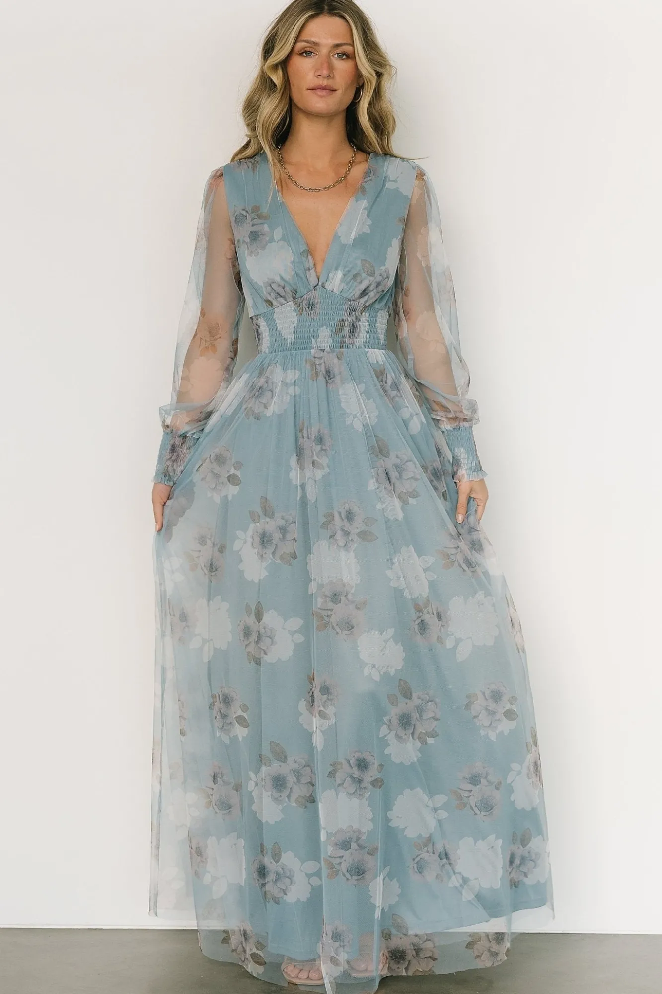 Baltic Born Layla Tulle Maxi Dress | Light Blue Floral
