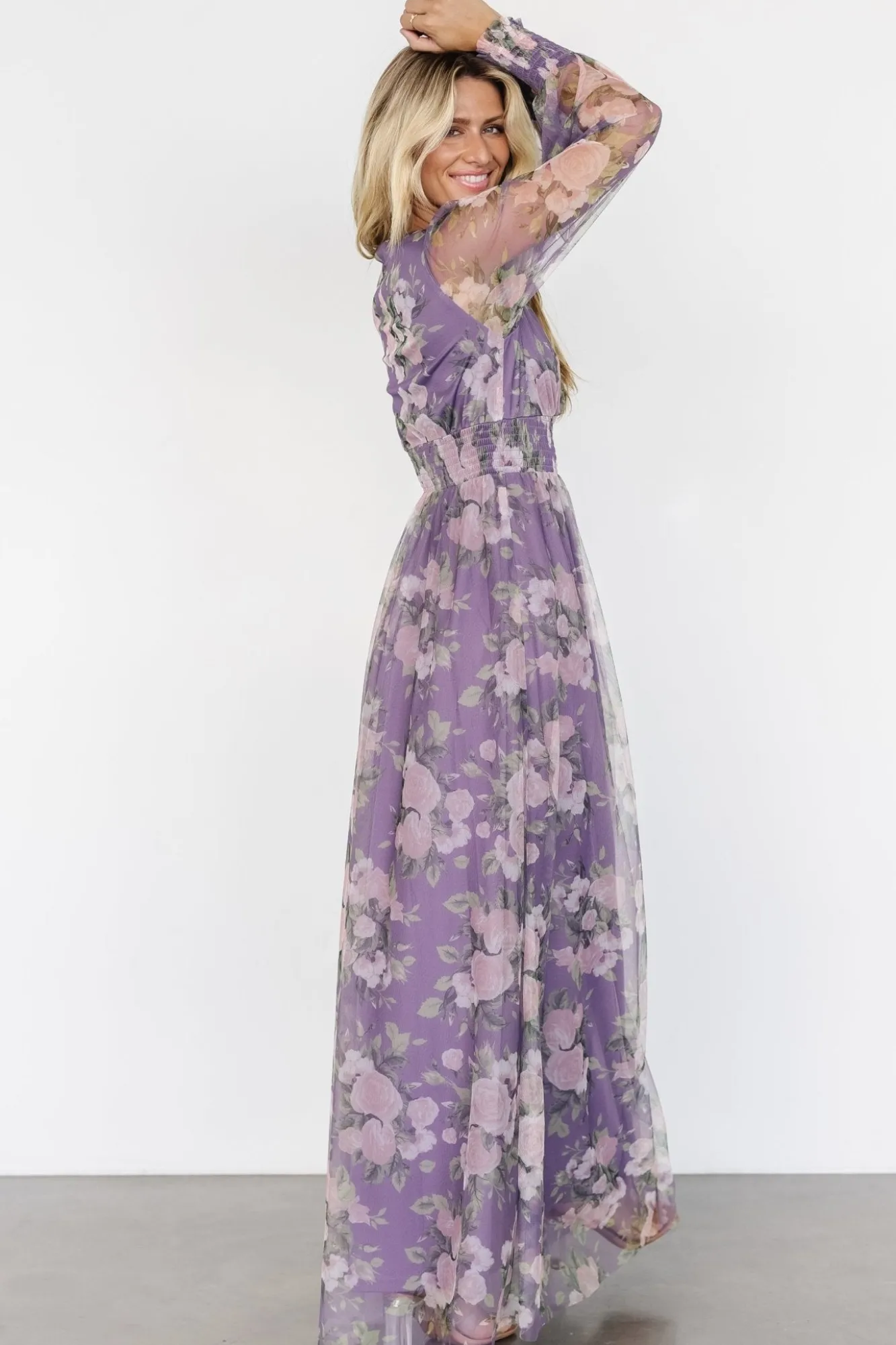 Baltic Born Layla Tulle Maxi Dress | Lavender + Blush Floral