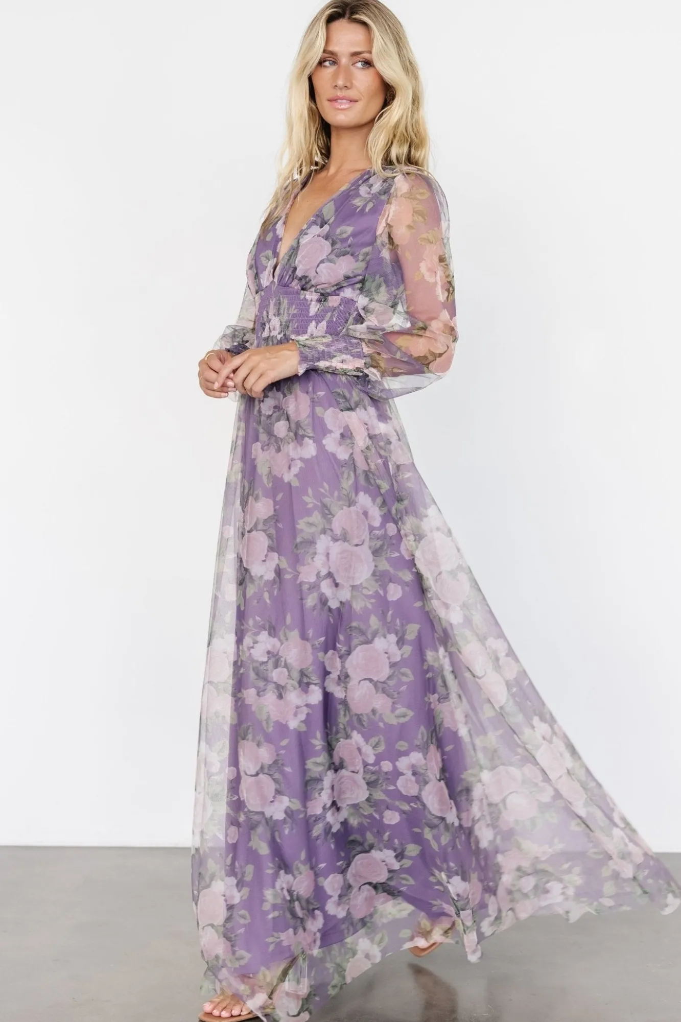 Baltic Born Layla Tulle Maxi Dress | Lavender + Blush Floral