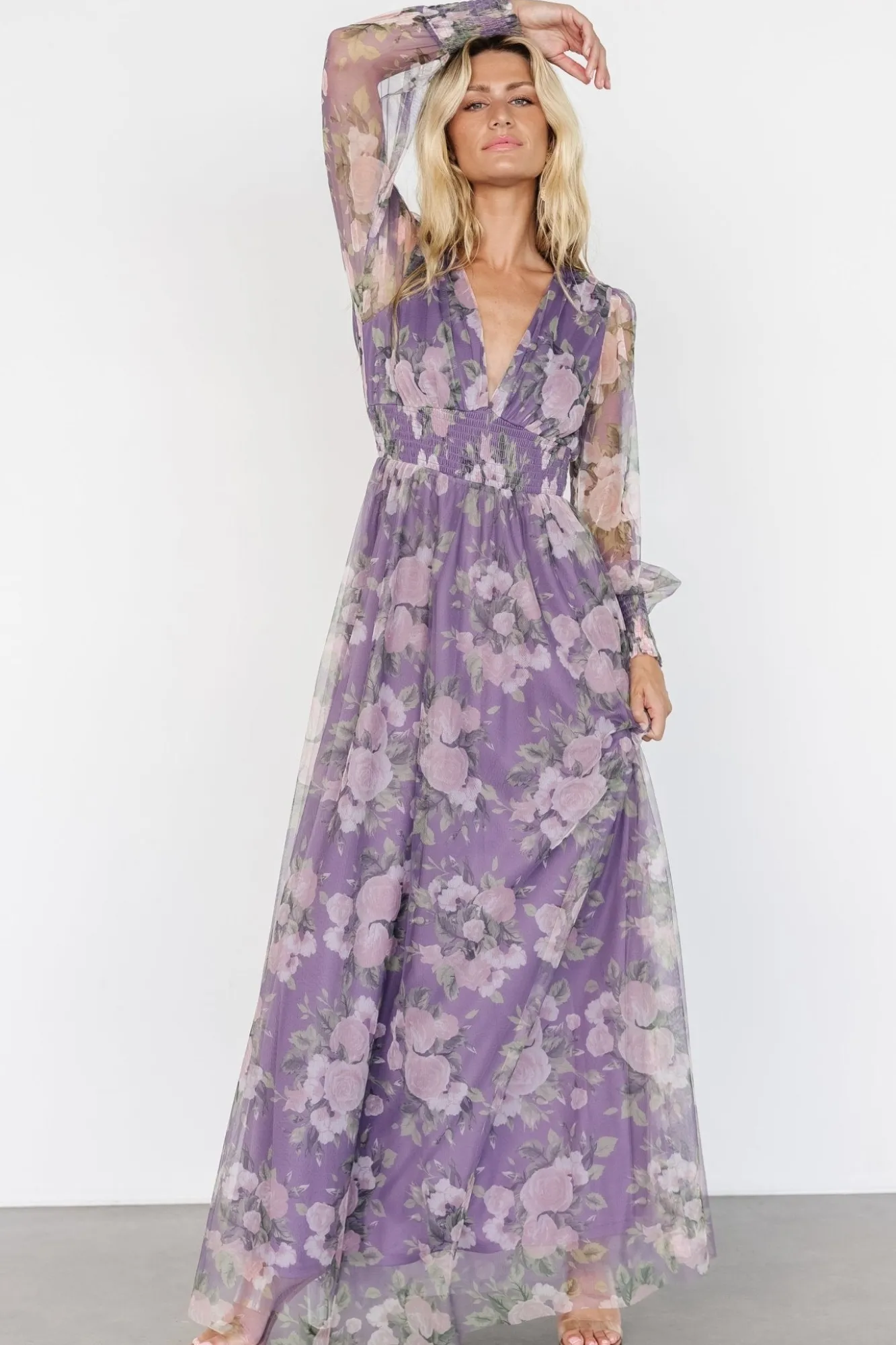 Baltic Born Layla Tulle Maxi Dress | Lavender + Blush Floral