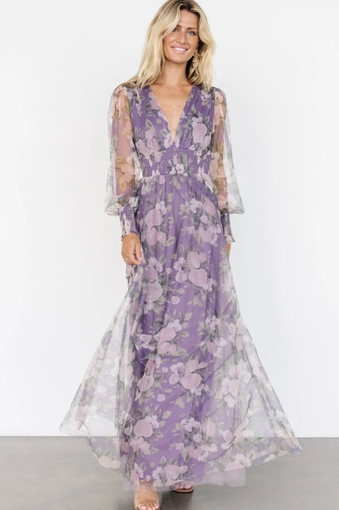 Baltic Born Layla Tulle Maxi Dress | Lavender + Blush Floral