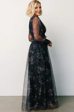 Baltic Born Layla Tulle Maxi Dress | Metallic Blue + Pink