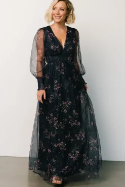 Baltic Born Layla Tulle Maxi Dress | Metallic Blue + Pink