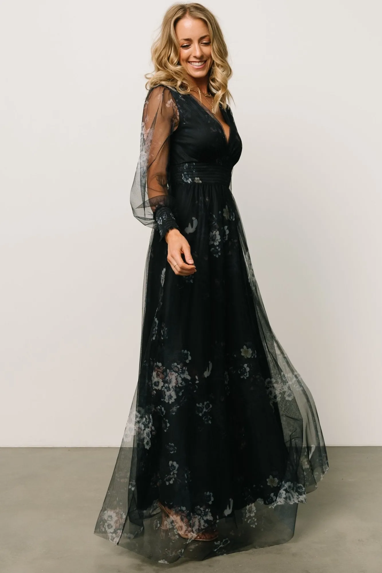 Baltic Born Layla Tulle Maxi Dress | Navy Multi