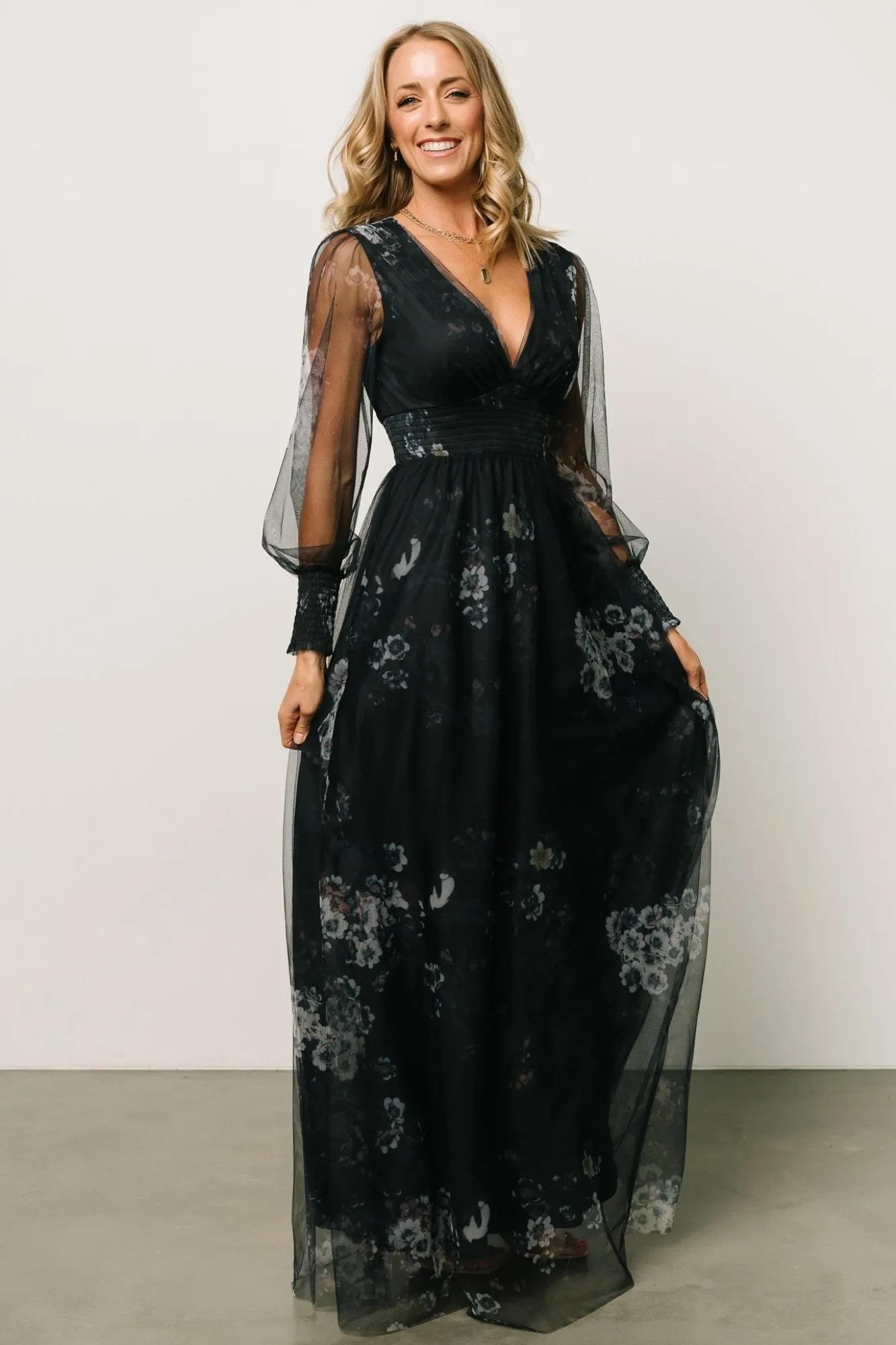 Baltic Born Layla Tulle Maxi Dress | Navy Multi