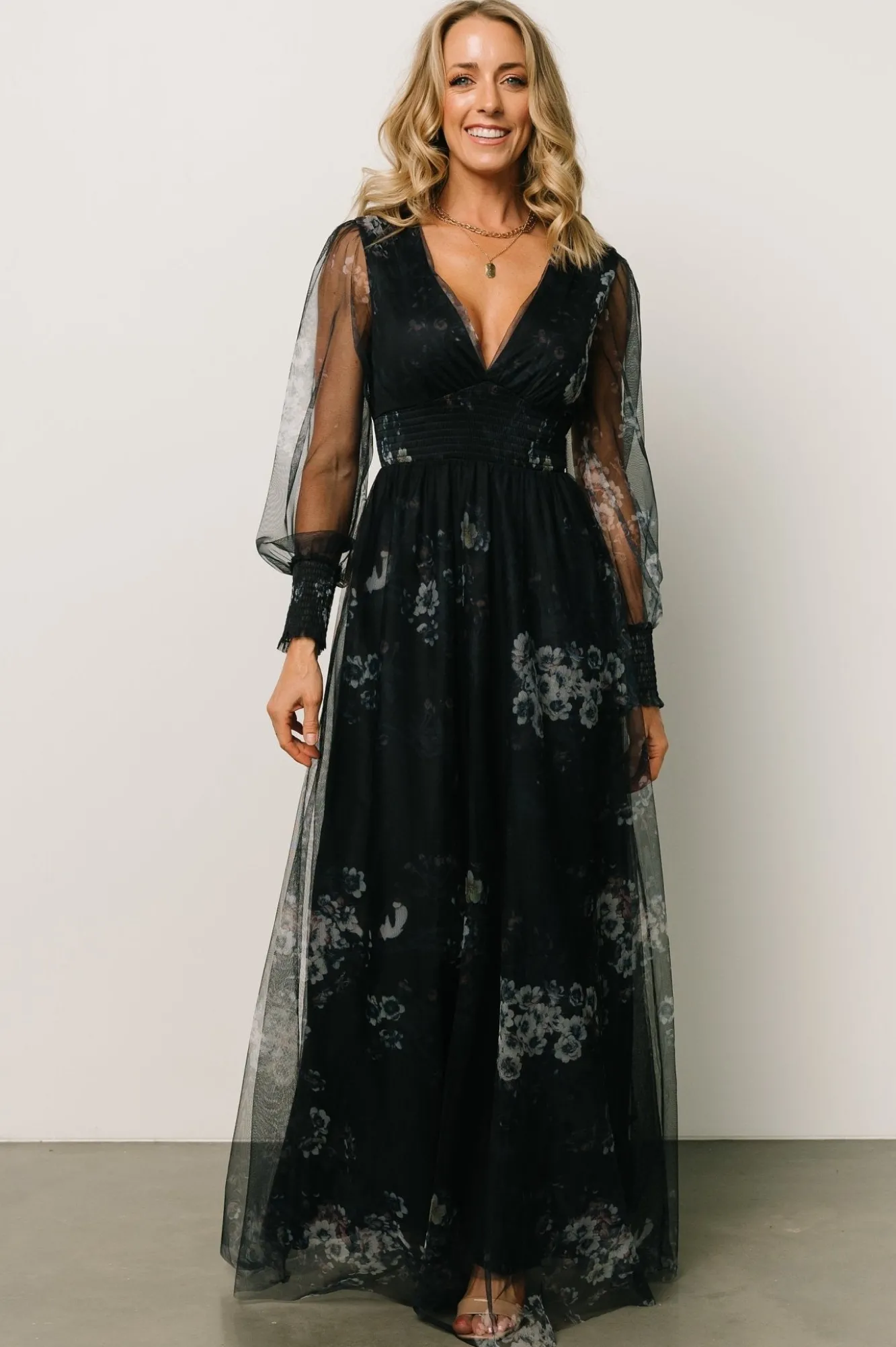 Baltic Born Layla Tulle Maxi Dress | Navy Multi