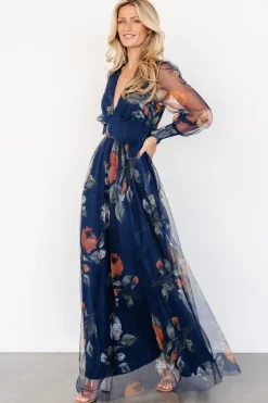 Baltic Born Layla Tulle Maxi Dress | Navy Blue Floral