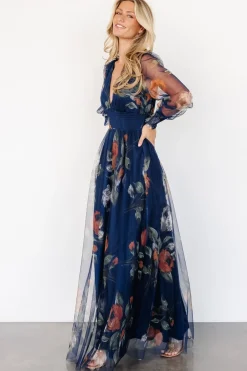 Baltic Born Layla Tulle Maxi Dress | Navy Blue Floral