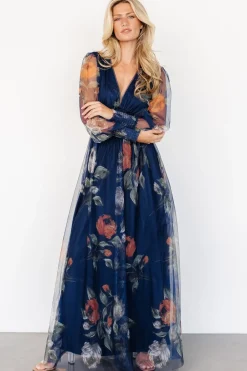 Baltic Born Layla Tulle Maxi Dress | Navy Blue Floral