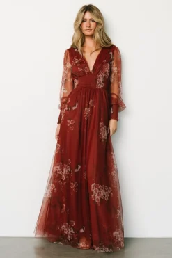 Baltic Born Layla Tulle Maxi Dress | Rust Floral