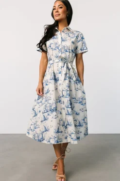Baltic Born Layne Midi Dress | Cream + Blue