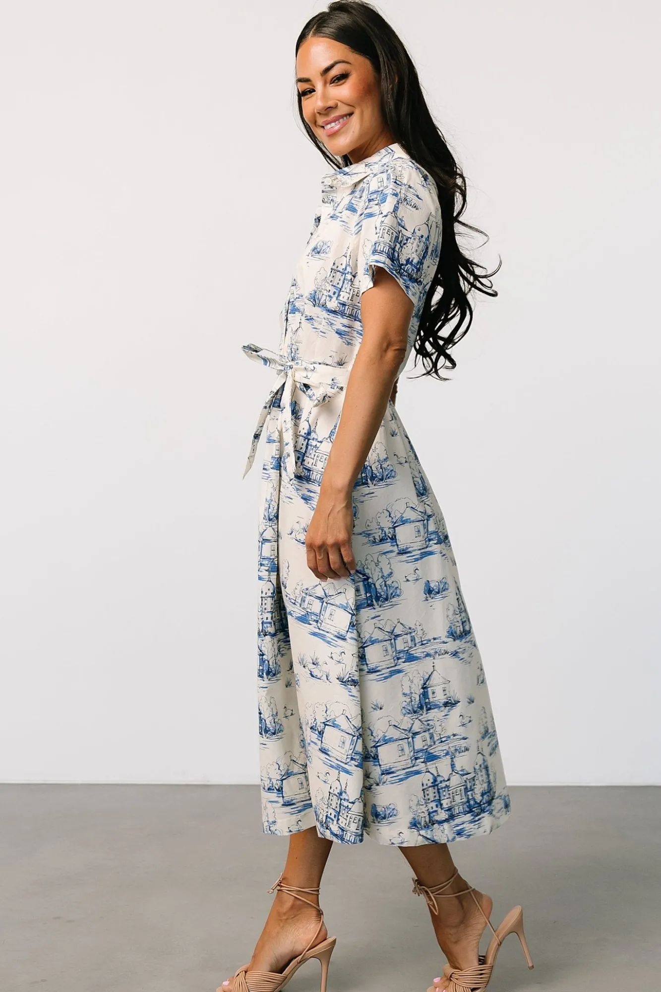 Baltic Born Layne Midi Dress | Cream + Blue