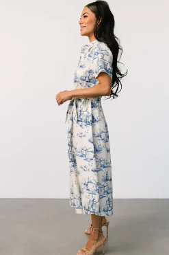 Baltic Born Layne Midi Dress | Cream + Blue