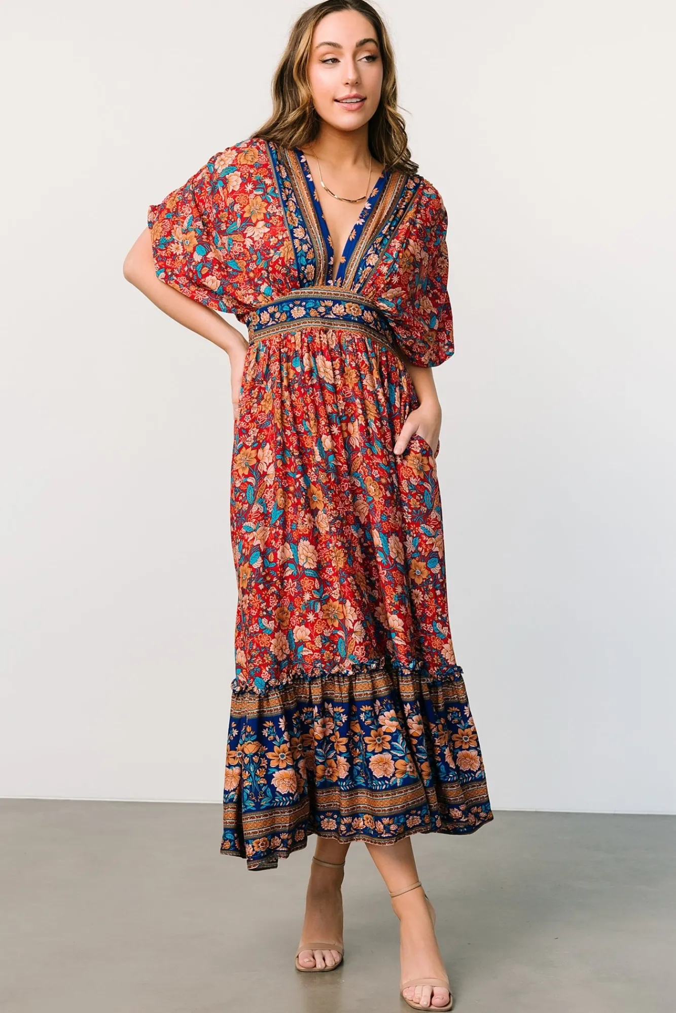 Baltic Born Leeanne Midi Dress | Red Multi Floral