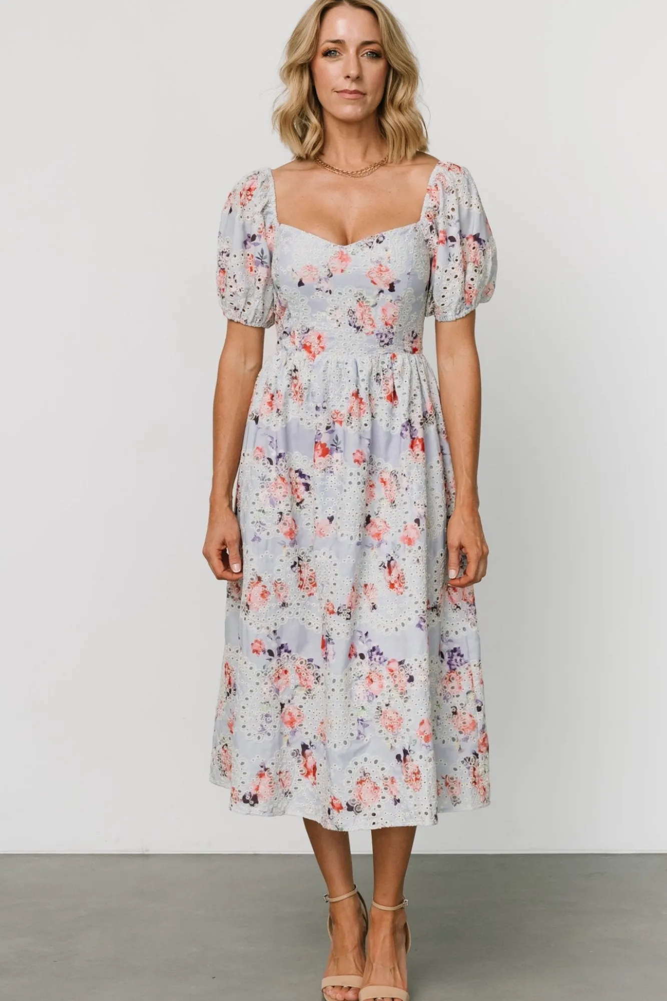 Baltic Born Leila Eyelet Midi Dress | Light Blue Floral