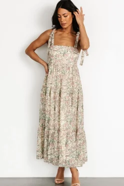 Baltic Born Lelisa Shoulder Tie Dress | Cream Floral