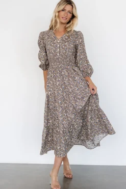 Baltic Born Leona Dress | Brown + Blue Multi