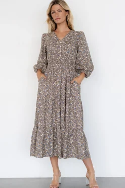 Baltic Born Leona Dress | Brown + Blue Multi
