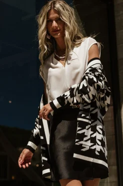 Baltic Born Leroy Houndstooth Cardigan | Black + White