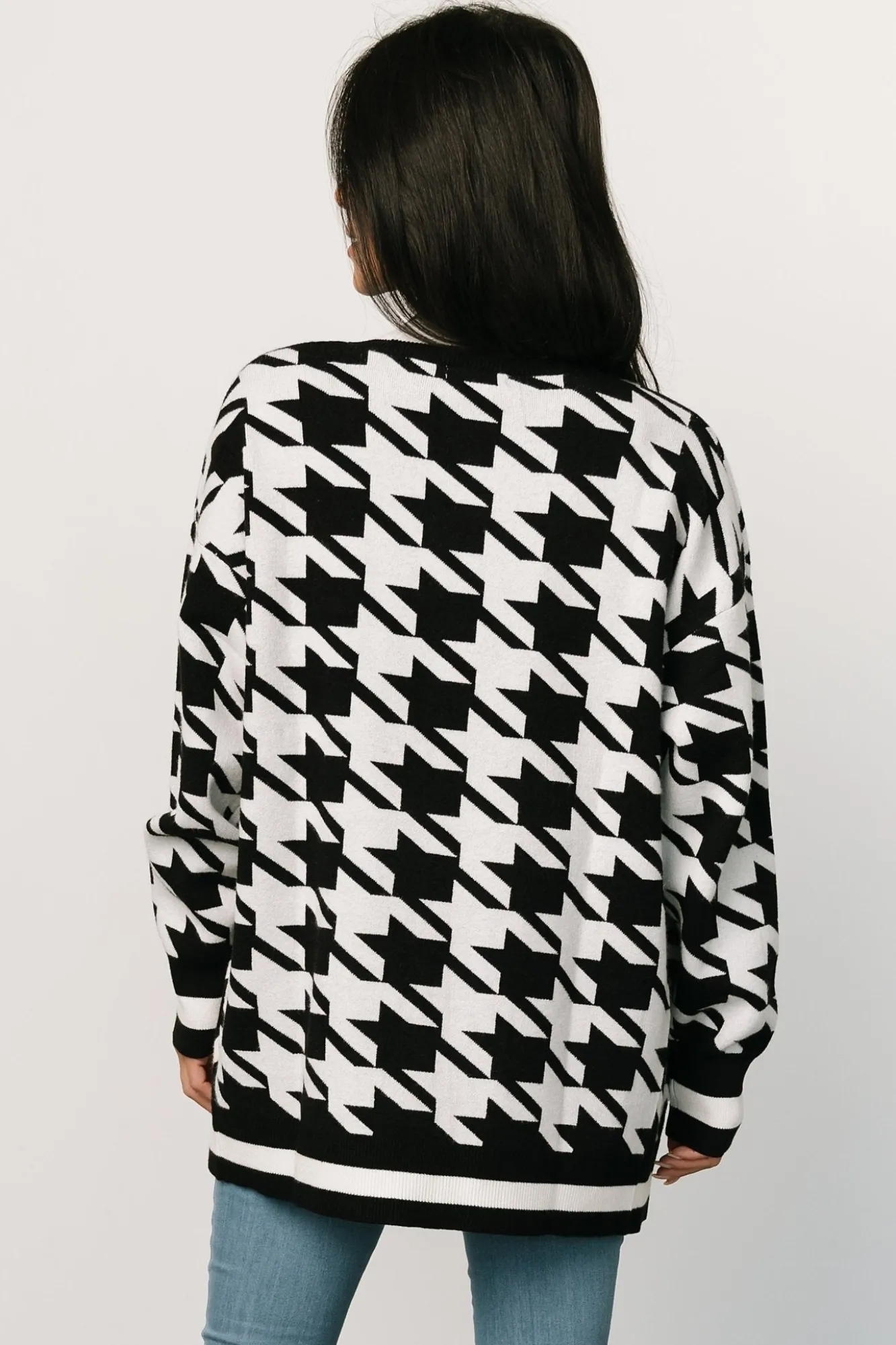 Baltic Born Leroy Houndstooth Cardigan | Black + White
