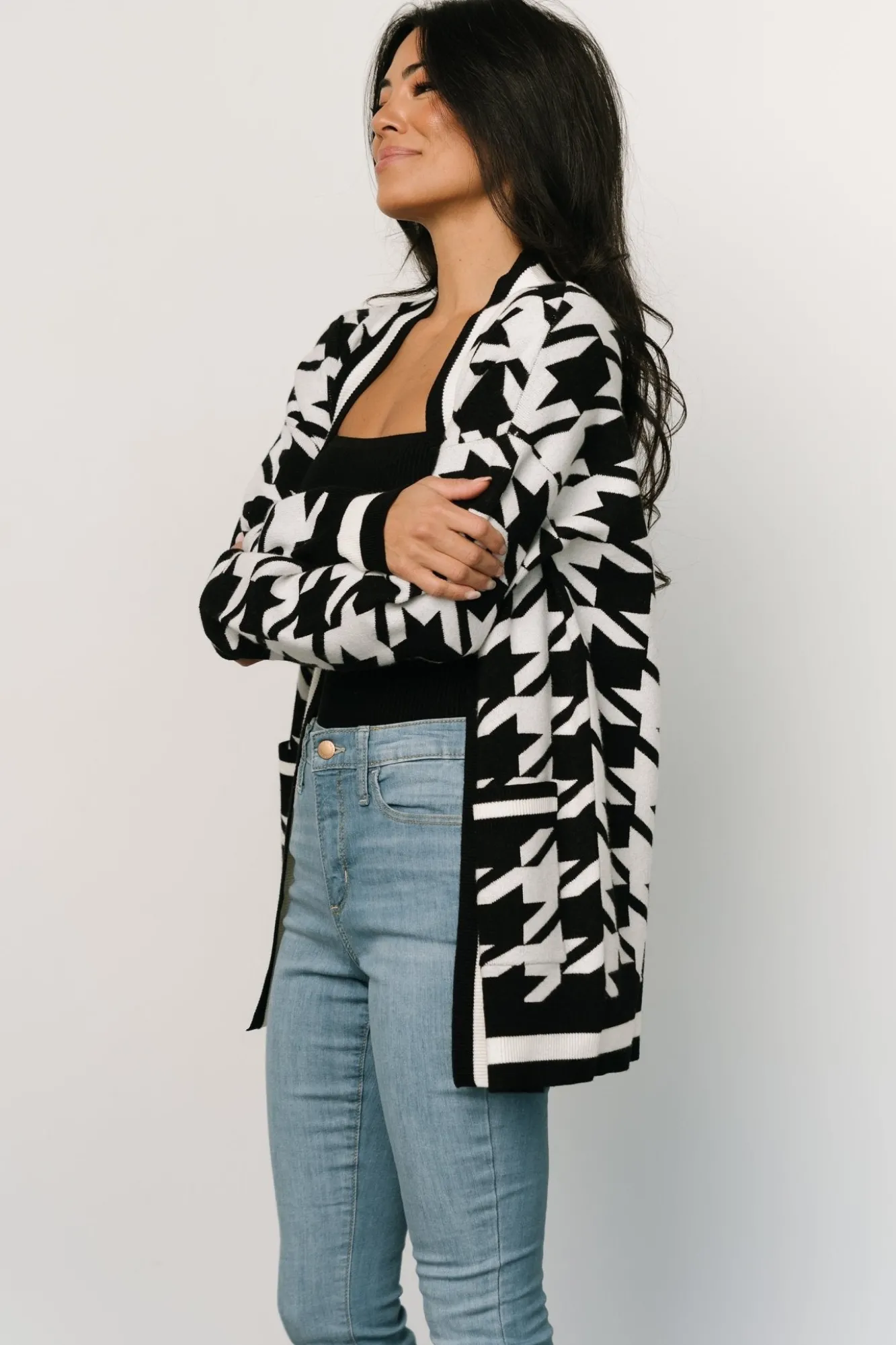 Baltic Born Leroy Houndstooth Cardigan | Black + White