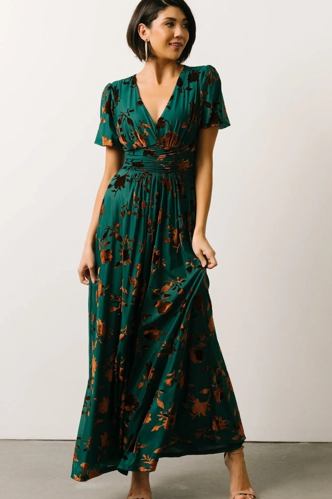 Baltic Born Leslie Velvet Maxi Dress | Bronze + Jade