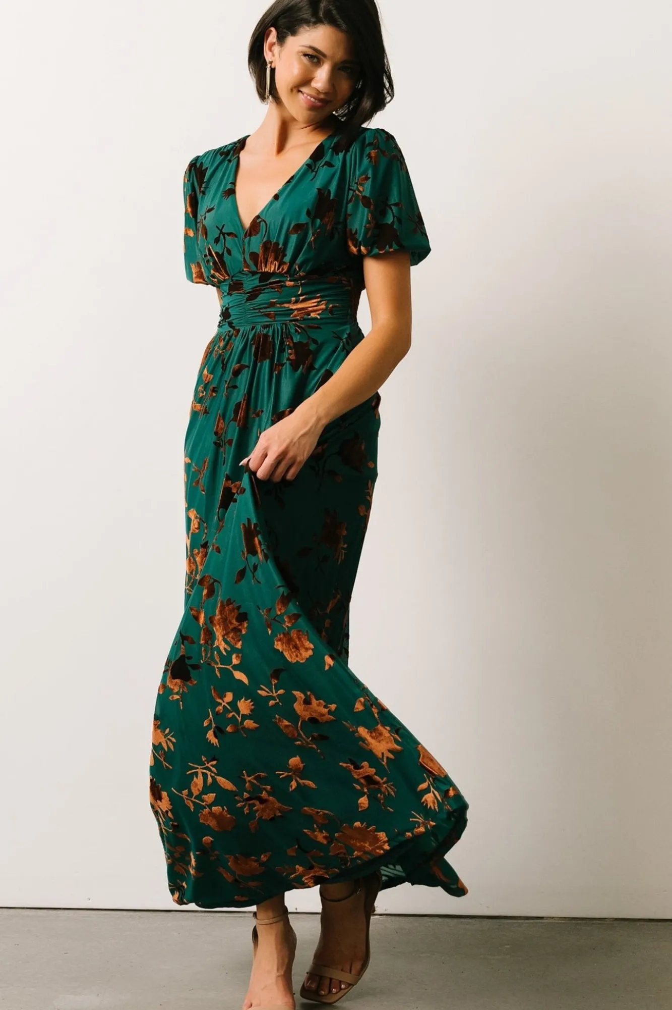Baltic Born Leslie Velvet Maxi Dress | Bronze + Jade