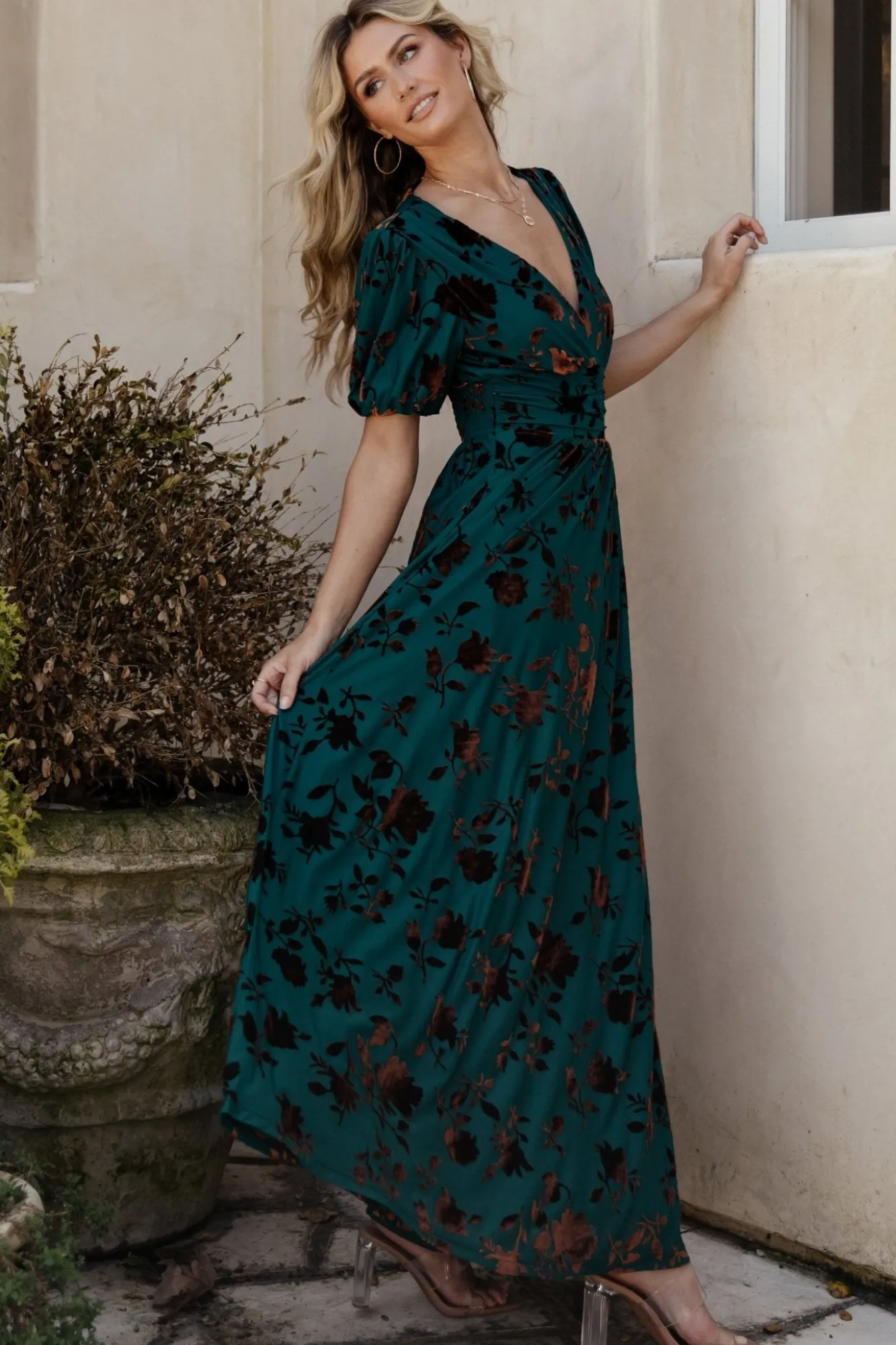 Baltic Born Leslie Velvet Maxi Dress | Bronze + Jade