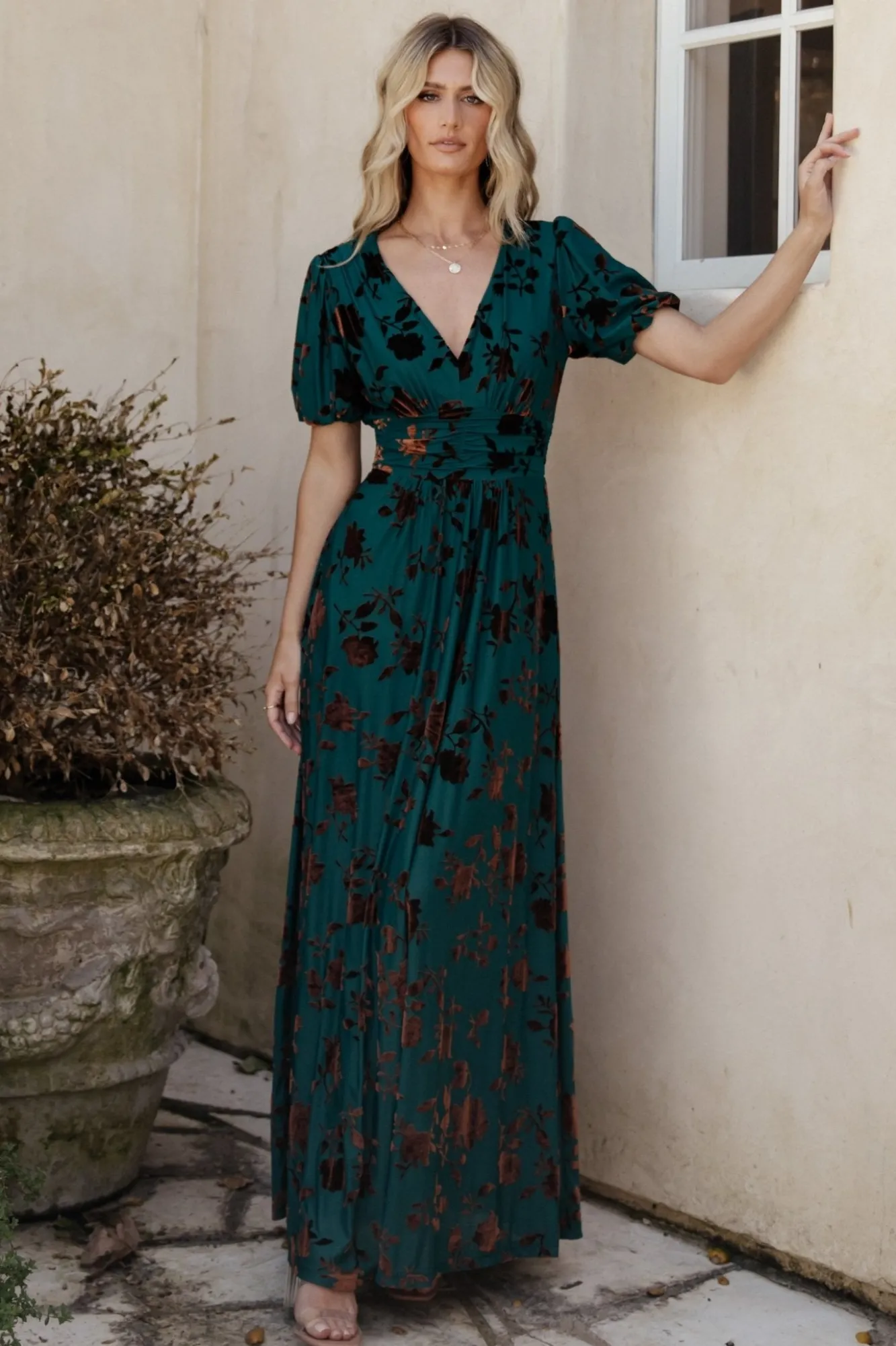 Baltic Born Leslie Velvet Maxi Dress | Bronze + Jade