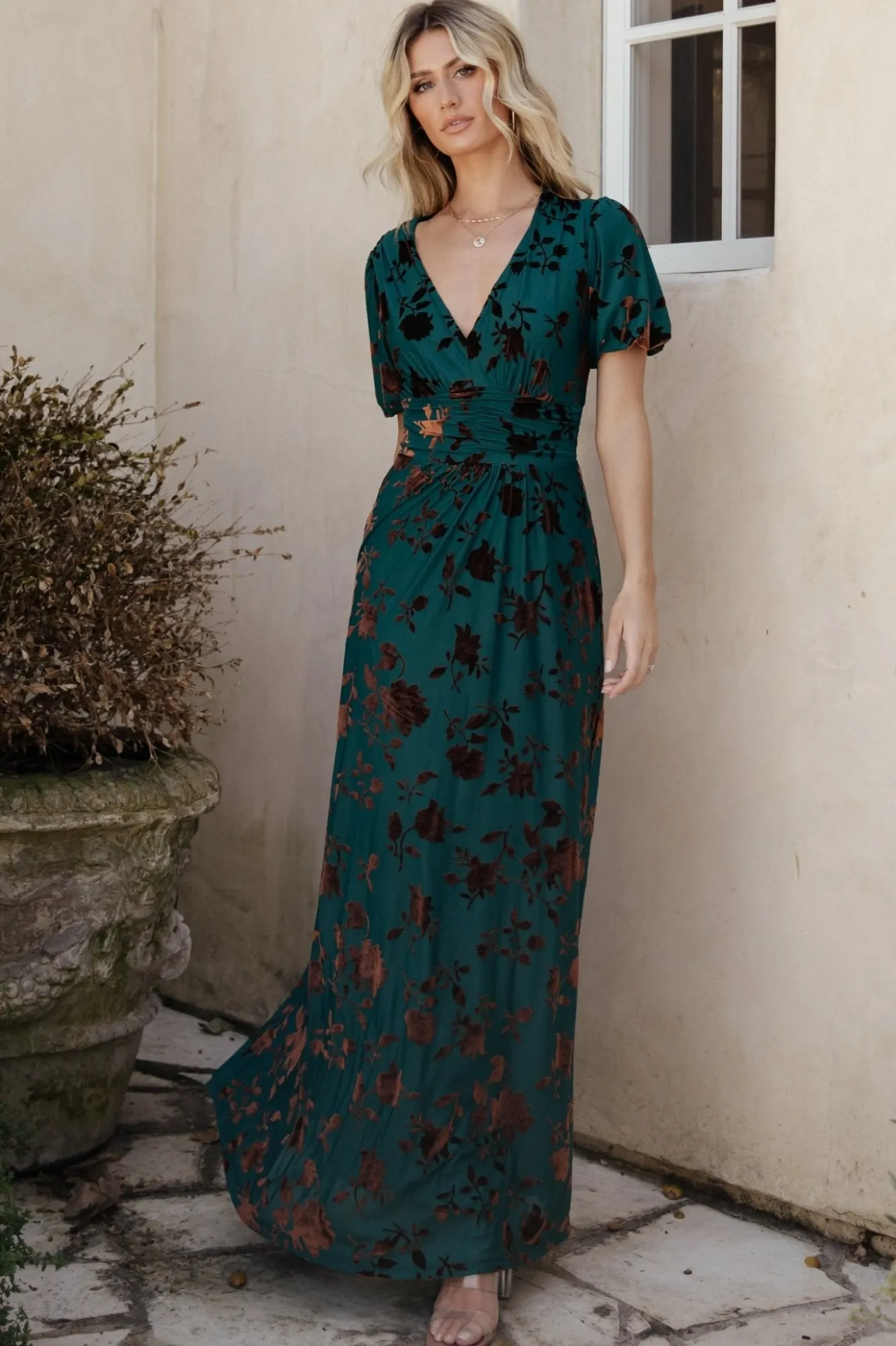 Baltic Born Leslie Velvet Maxi Dress | Bronze + Jade