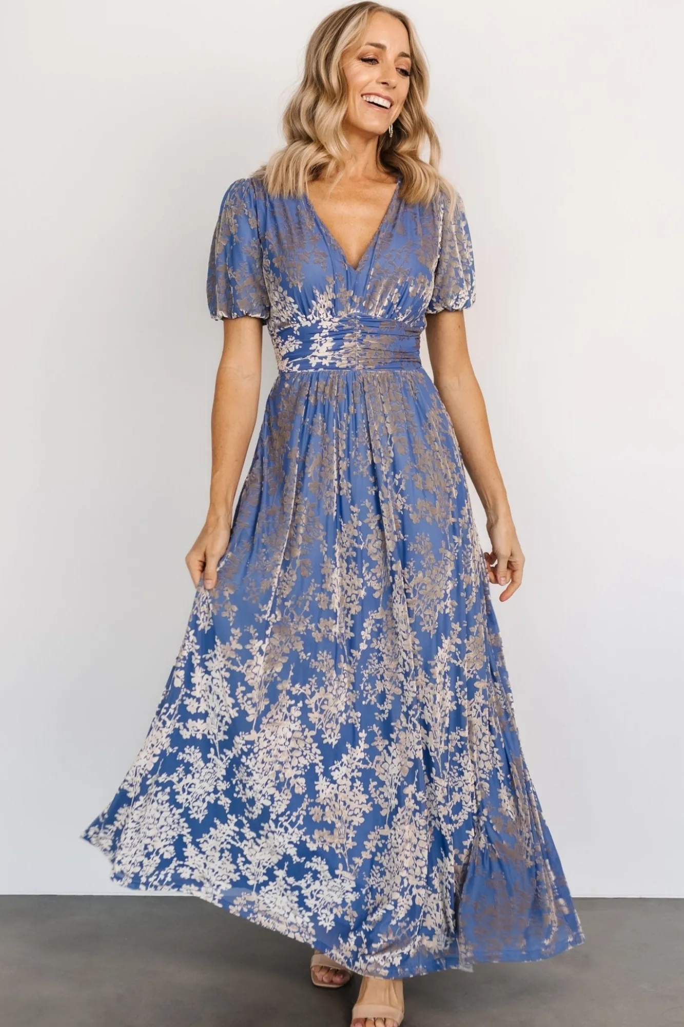 Baltic Born Leslie Velvet Maxi Dress | Blue + Silver