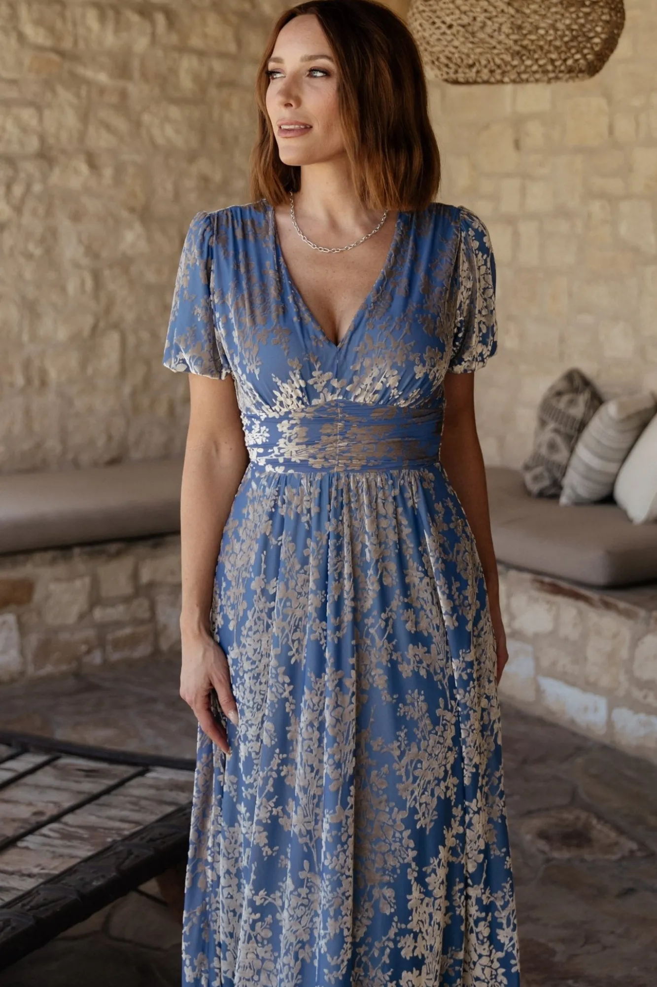Baltic Born Leslie Velvet Maxi Dress | Blue + Silver
