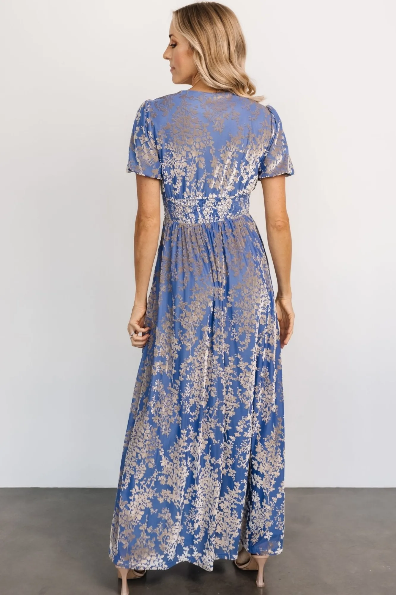 Baltic Born Leslie Velvet Maxi Dress | Blue + Silver
