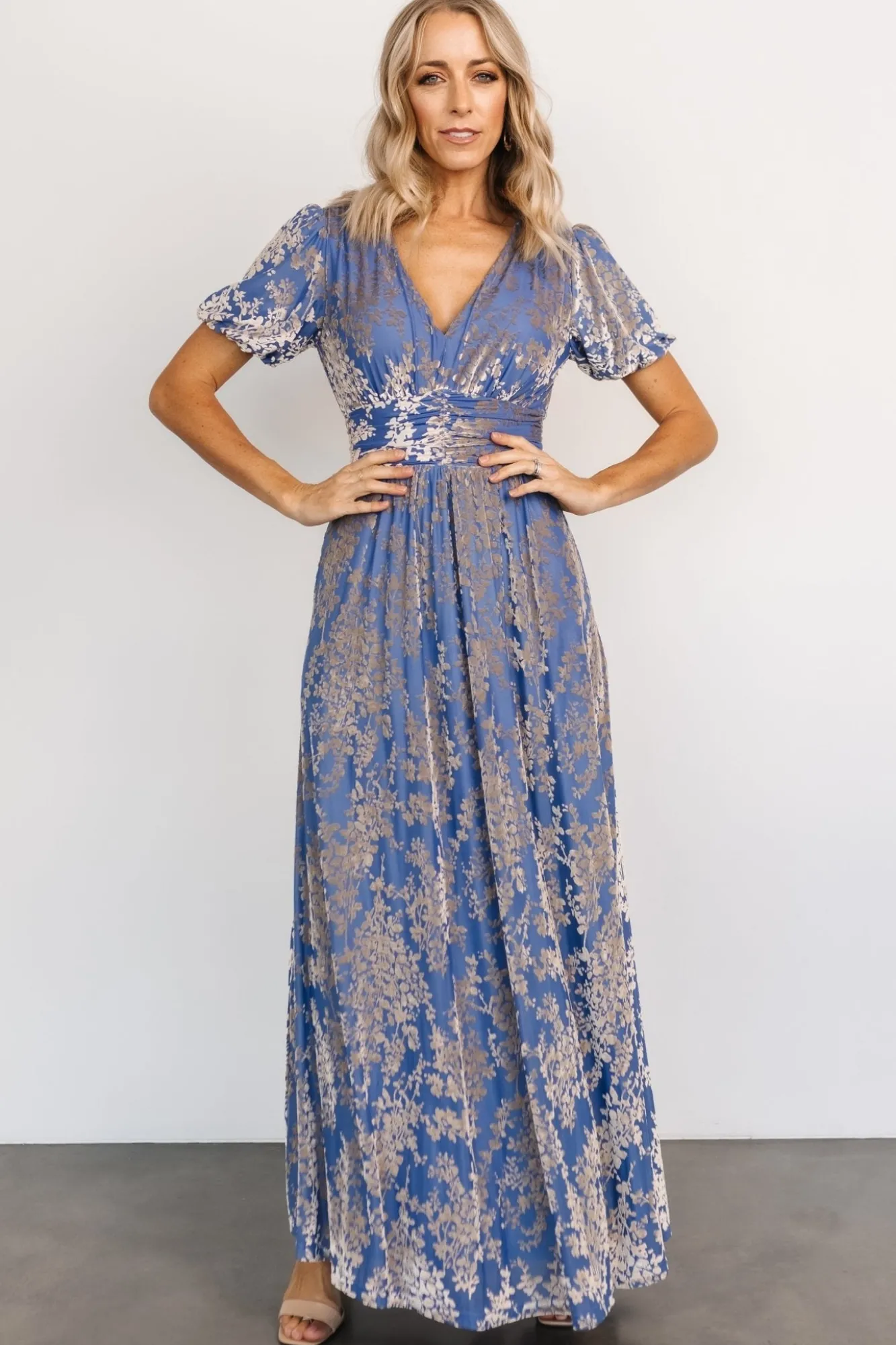 Baltic Born Leslie Velvet Maxi Dress | Blue + Silver